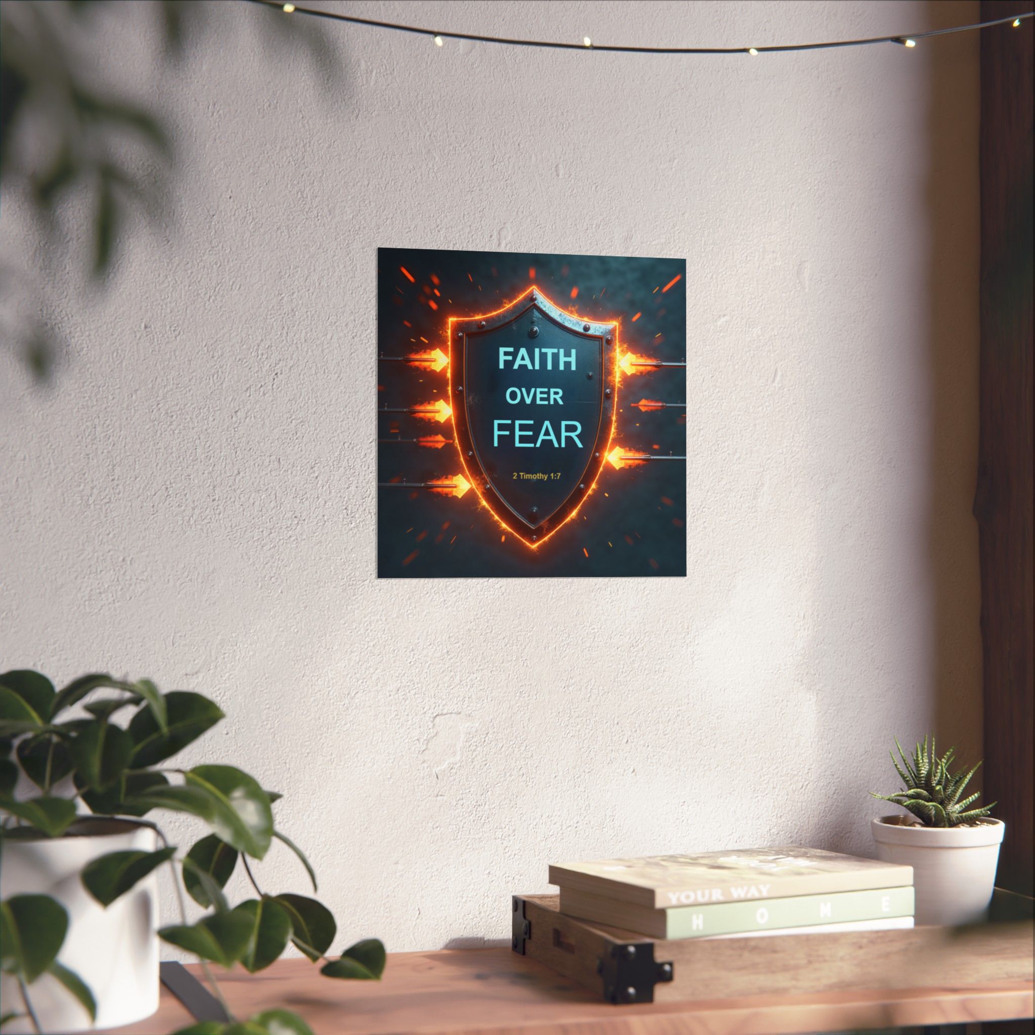 Faith Over Fear Shield poster | Matte Vertical Poster, 2 Timothy 1:7 - Image 4