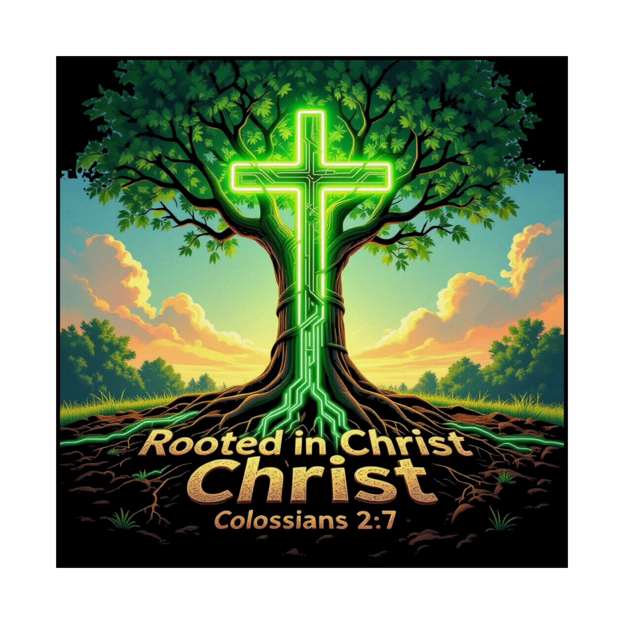 Rooted in Christ Cross Tree Poster | Matte Vertical Poster - Image 3