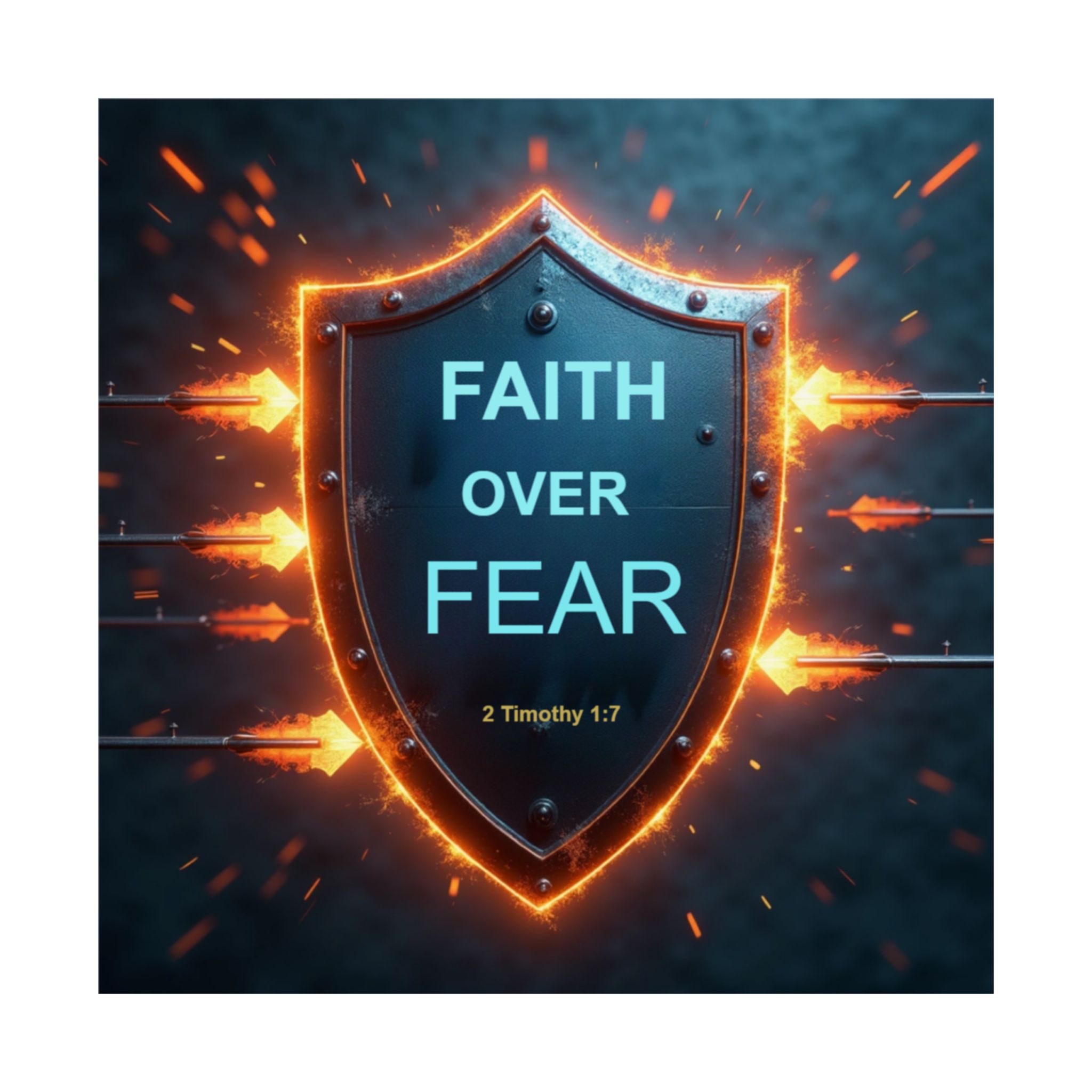 Faith Over Fear Shield poster | Matte Vertical Poster, 2 Timothy 1:7 - Image 3