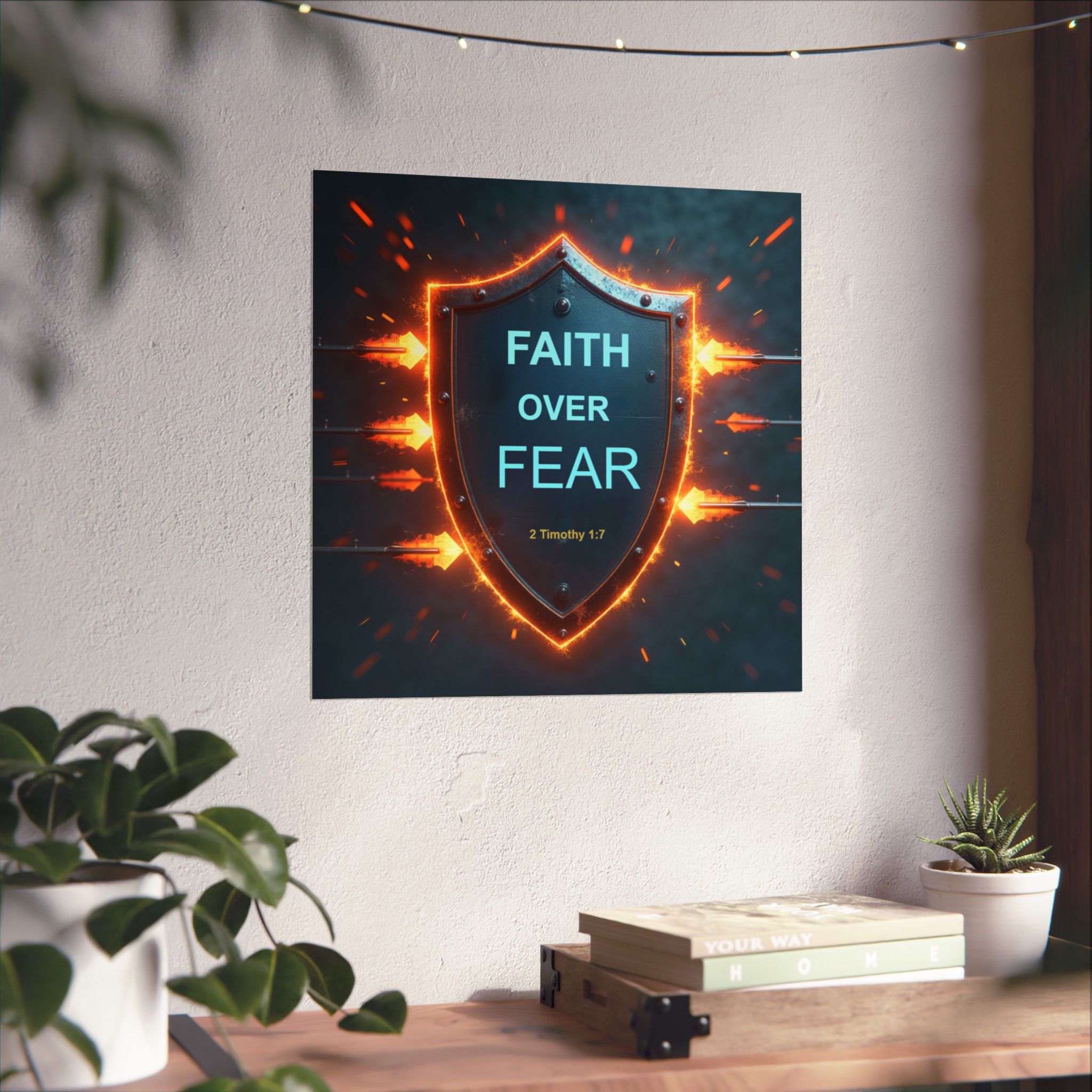 Faith Over Fear Shield poster | Matte Vertical Poster, 2 Timothy 1:7 - Image 7