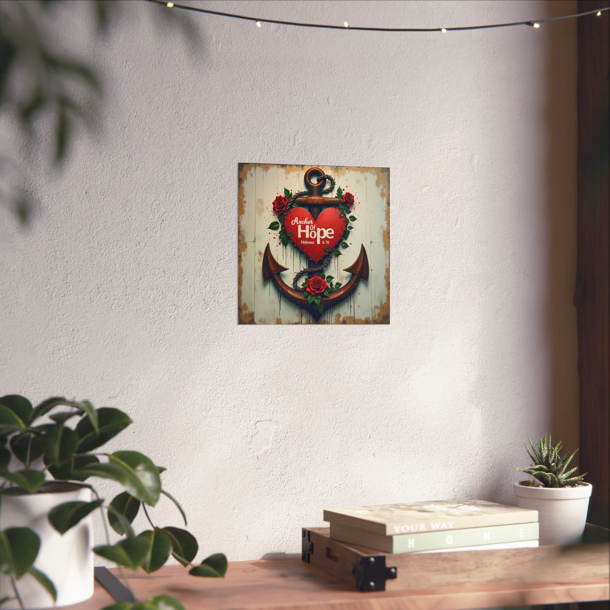 Anchor of Hope heart and anchor poster Matte Vertical Poster | Christian scripture Hebrews 6:19 wall art