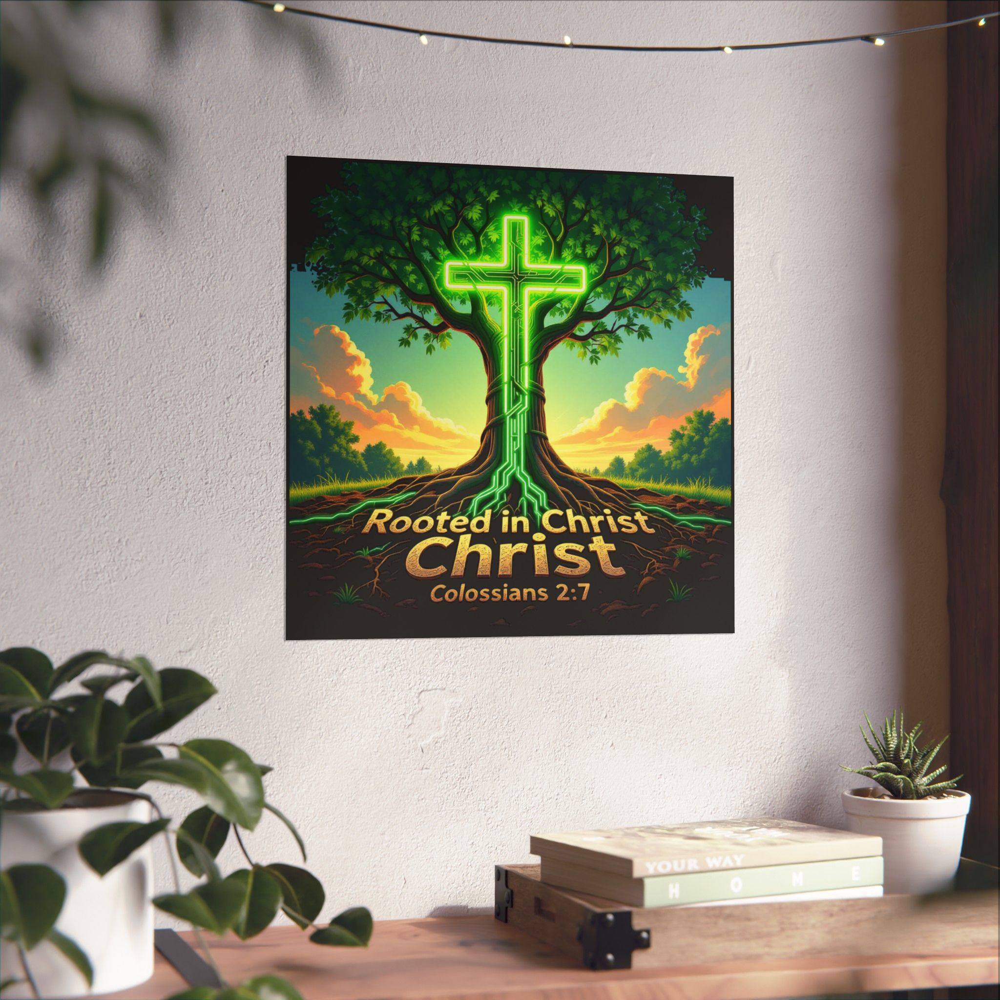 Rooted in Christ Cross Tree Poster | Matte Vertical Poster - Image 4