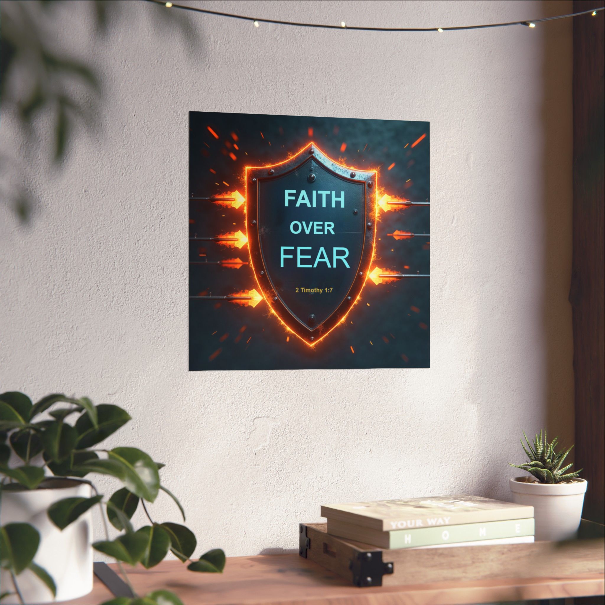 Faith Over Fear Shield poster | Matte Vertical Poster, 2 Timothy 1:7 - Image 6