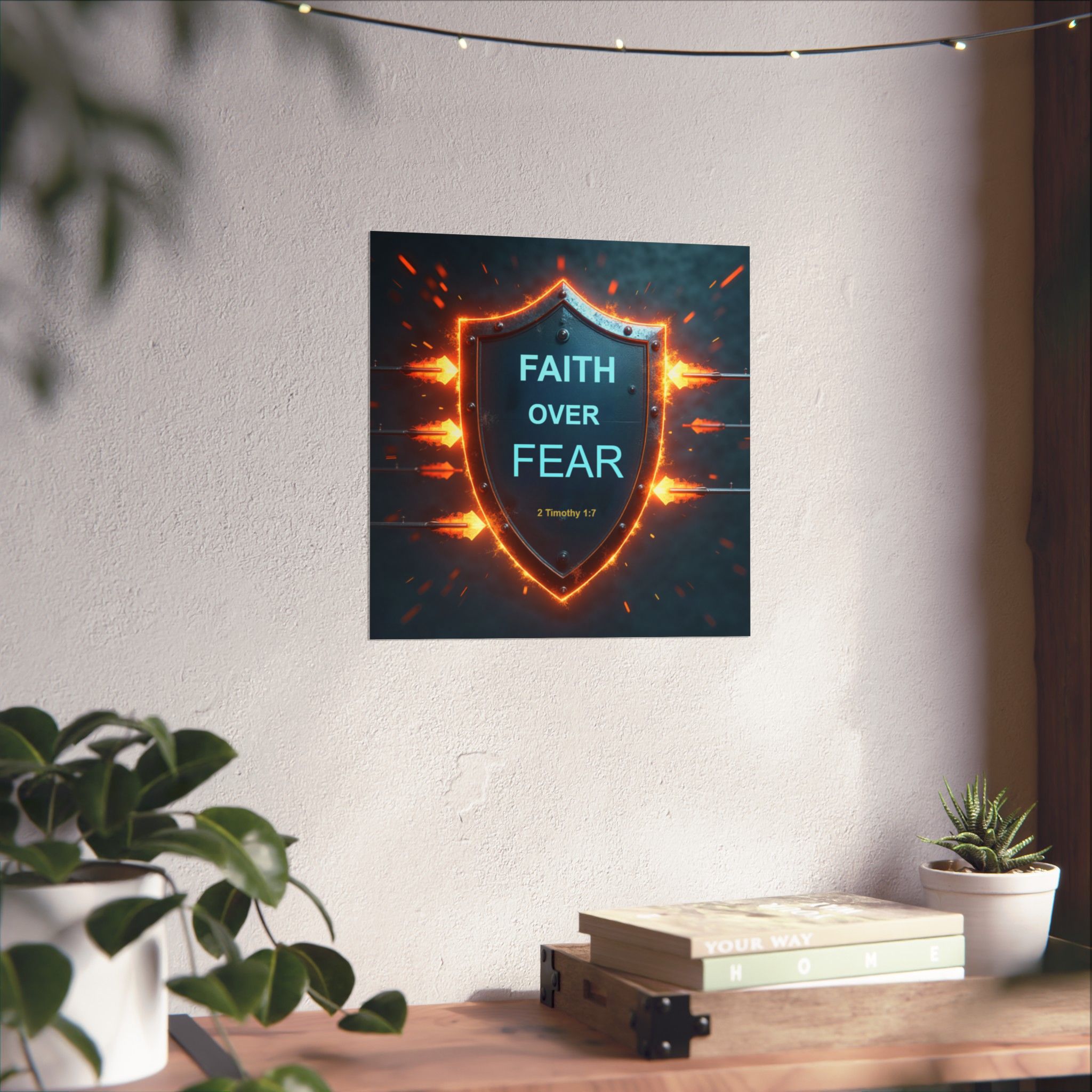 Faith Over Fear Shield poster | Matte Vertical Poster, 2 Timothy 1:7 - Image 5
