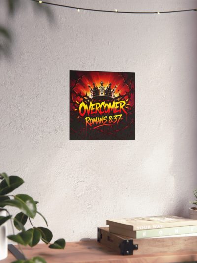 Overcomer Romans 8:37 Matte Poster | Crown, Thorns, Inspirational Christian Wall Art