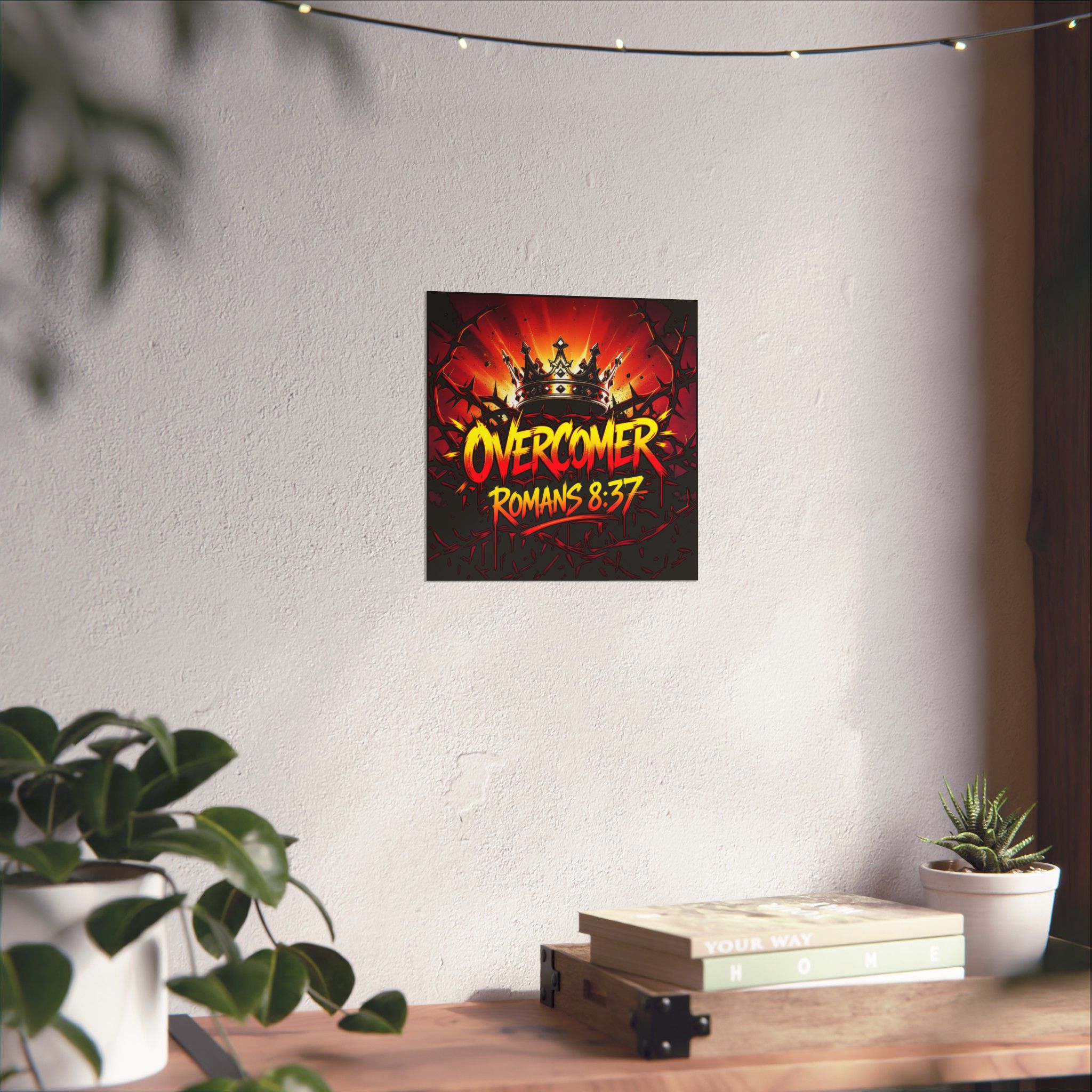 Overcomer Romans 8:37 Matte Poster | Crown, Thorns, Inspirational Christian Wall Art