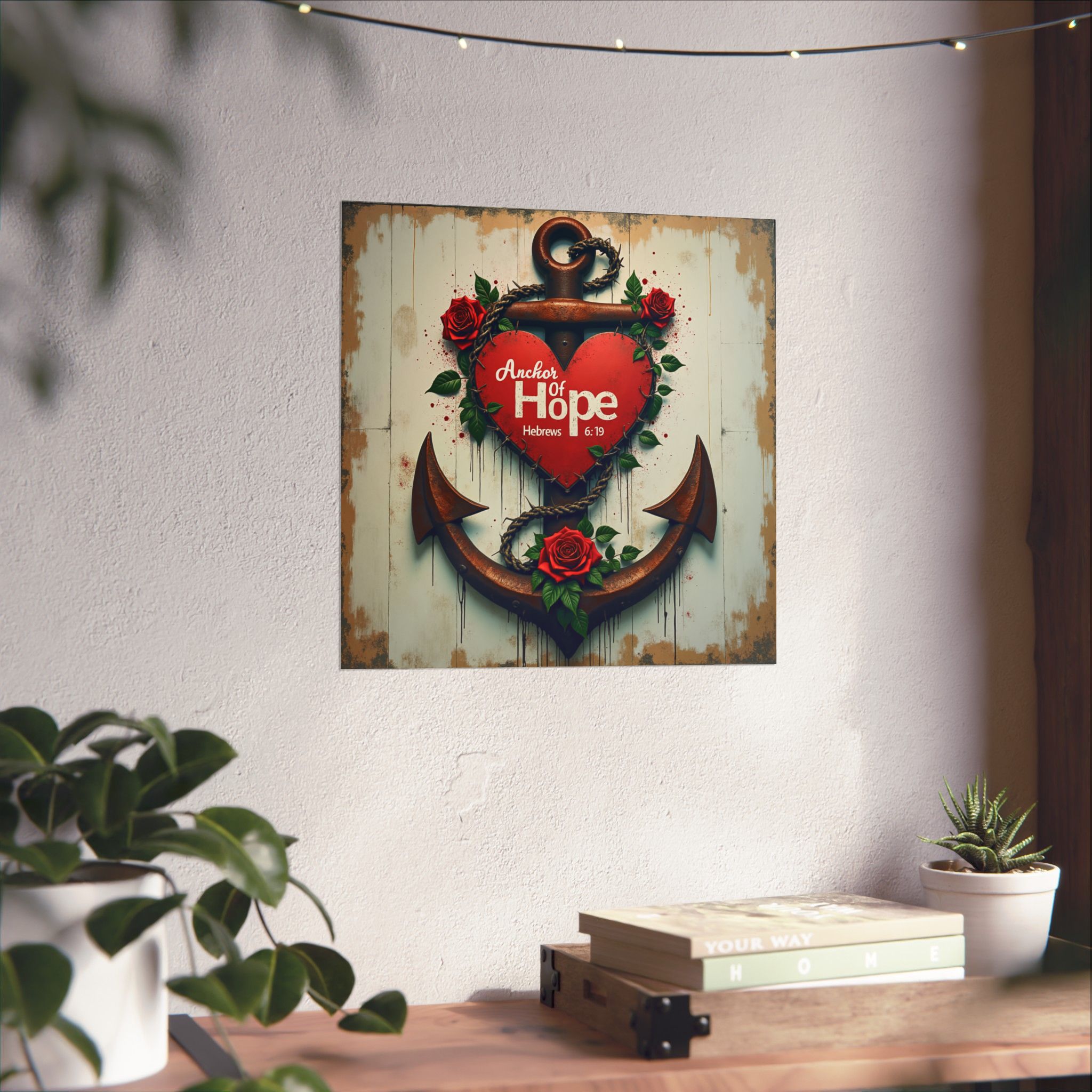 Anchor of Hope heart and anchor poster Matte Vertical Poster | Christian scripture Hebrews 6:19 wall art - Image 6