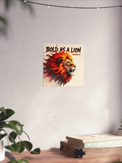 Bold As A Lion Proverbs 28:1 Matte Vertical Poster | Lion Illustration