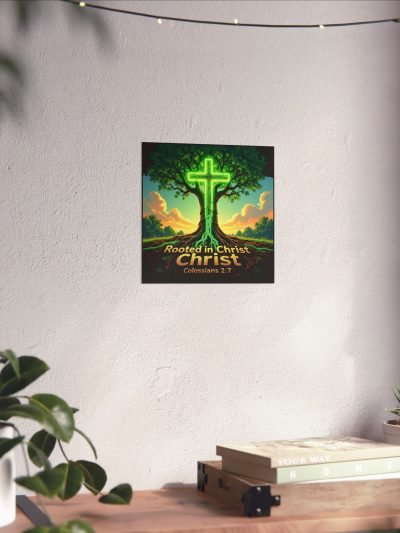 Rooted in Christ Cross Tree Poster | Matte Vertical Poster