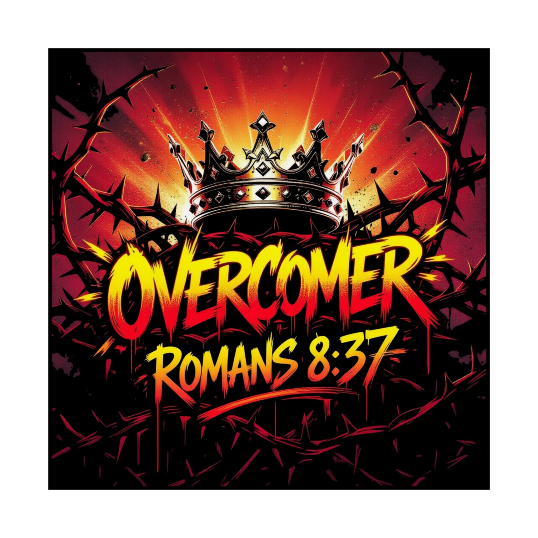 Overcomer Romans 8:37 Matte Poster | Crown, Thorns, Inspirational Christian Wall Art - Image 3