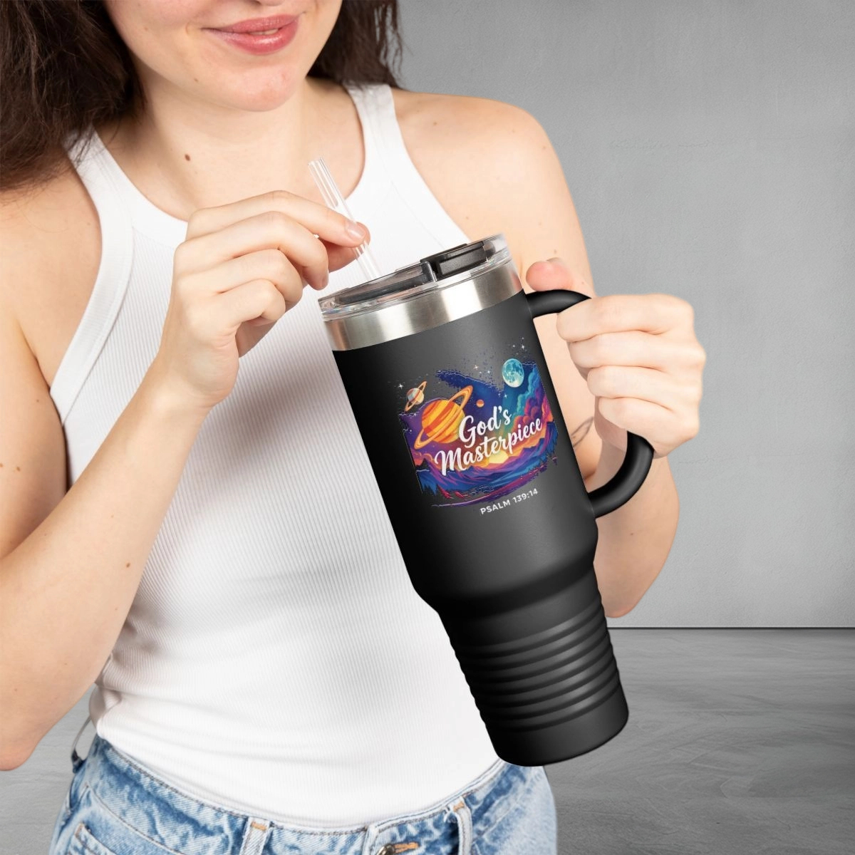 God's Masterpiece Space Design 40oz Travel Mug | Insulated Tumbler