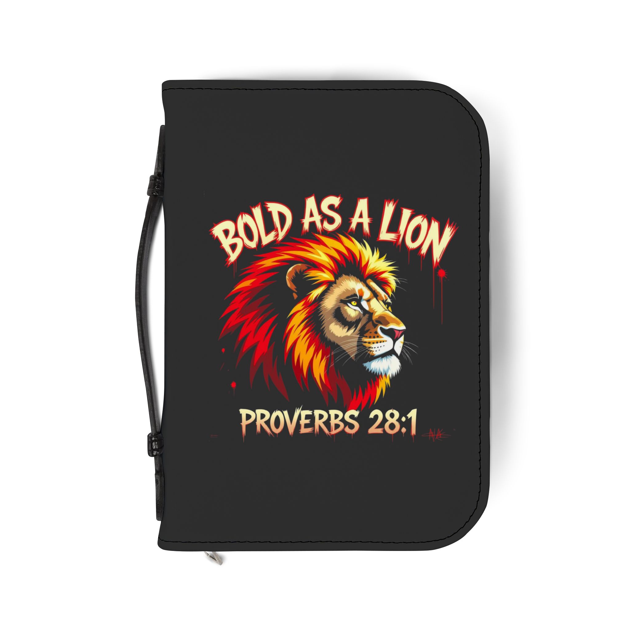 Bold as a Lion Proverbs 28:1 Bible Cover | Lion Illustration, Scripture Zippered Case - Image 2