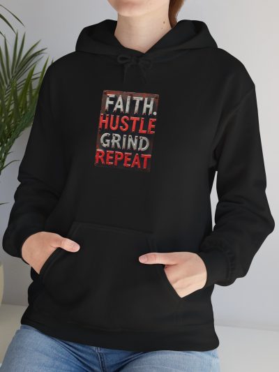 Faith Hustle Grind Repeat Hoodie - Motivational Sweatshirt for Entrepreneurs, Unisex Gift, Cozy Layering for Daily Inspiration, [...]