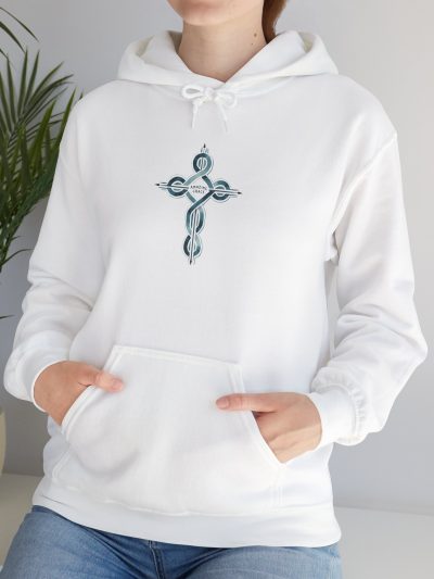 Ornate Watercolor Cross Hoodie | Small Center Chest Cross Sweatshirt