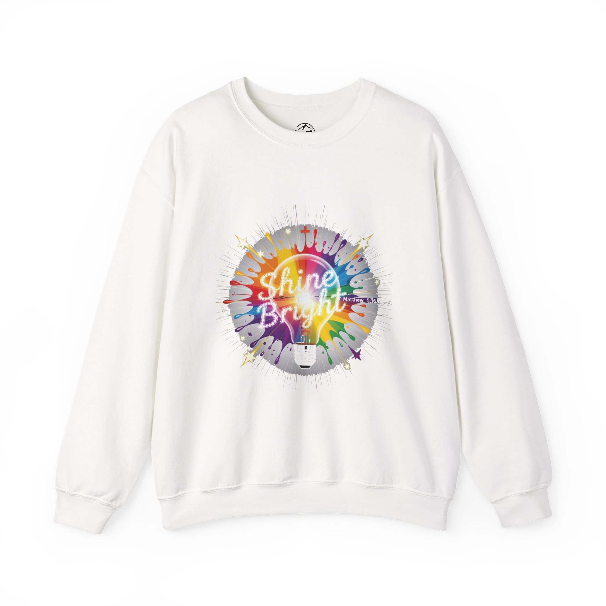 Shine Bright rainbow paint splatter Sweatshirt | motivational crewneck - Image 3