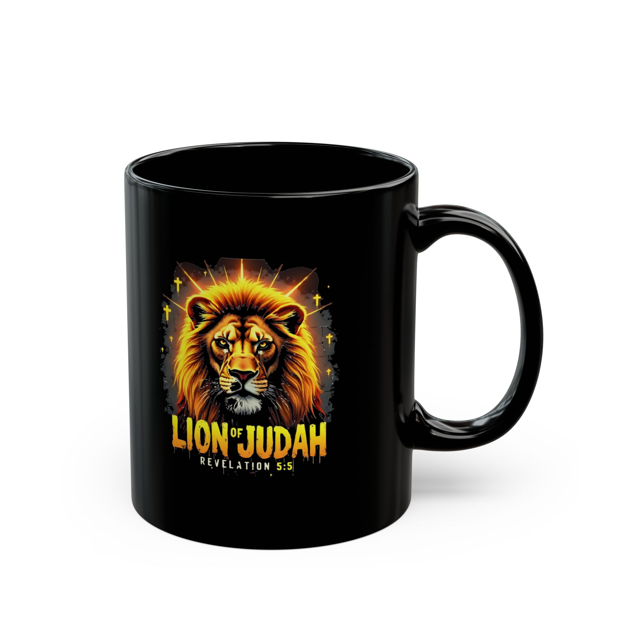 Lion of Judah Mug, Black Ceramic Coffee Cup, Revelation 5:5 Design, Christian gift - Image 3