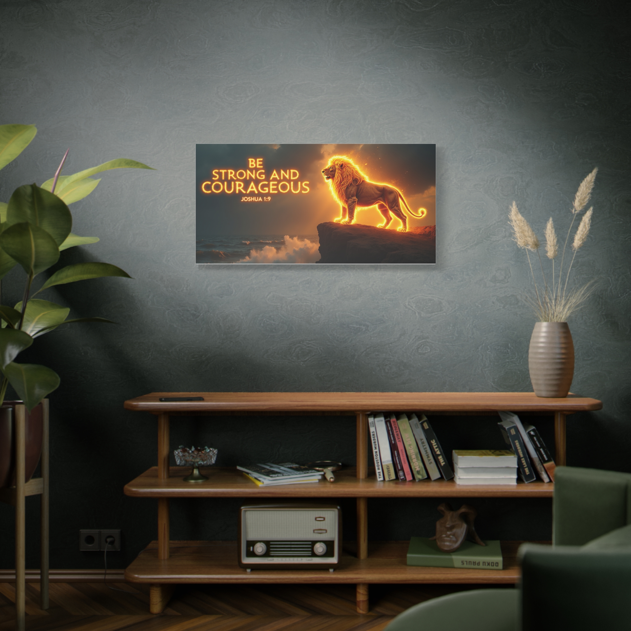 Be Strong and Courageous Lion Canvas Wall Art — Joshua 1:9 Inspirational Matte Stretched Canvas - Image 5