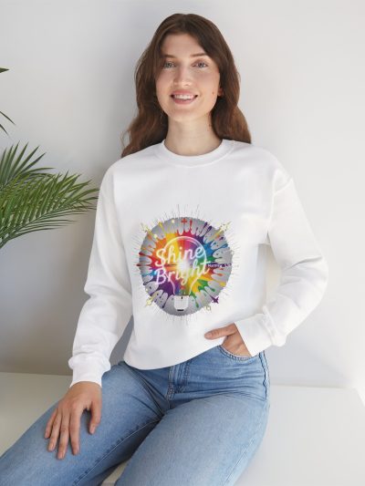 Shine Bright rainbow paint splatter Sweatshirt | motivational crewneck