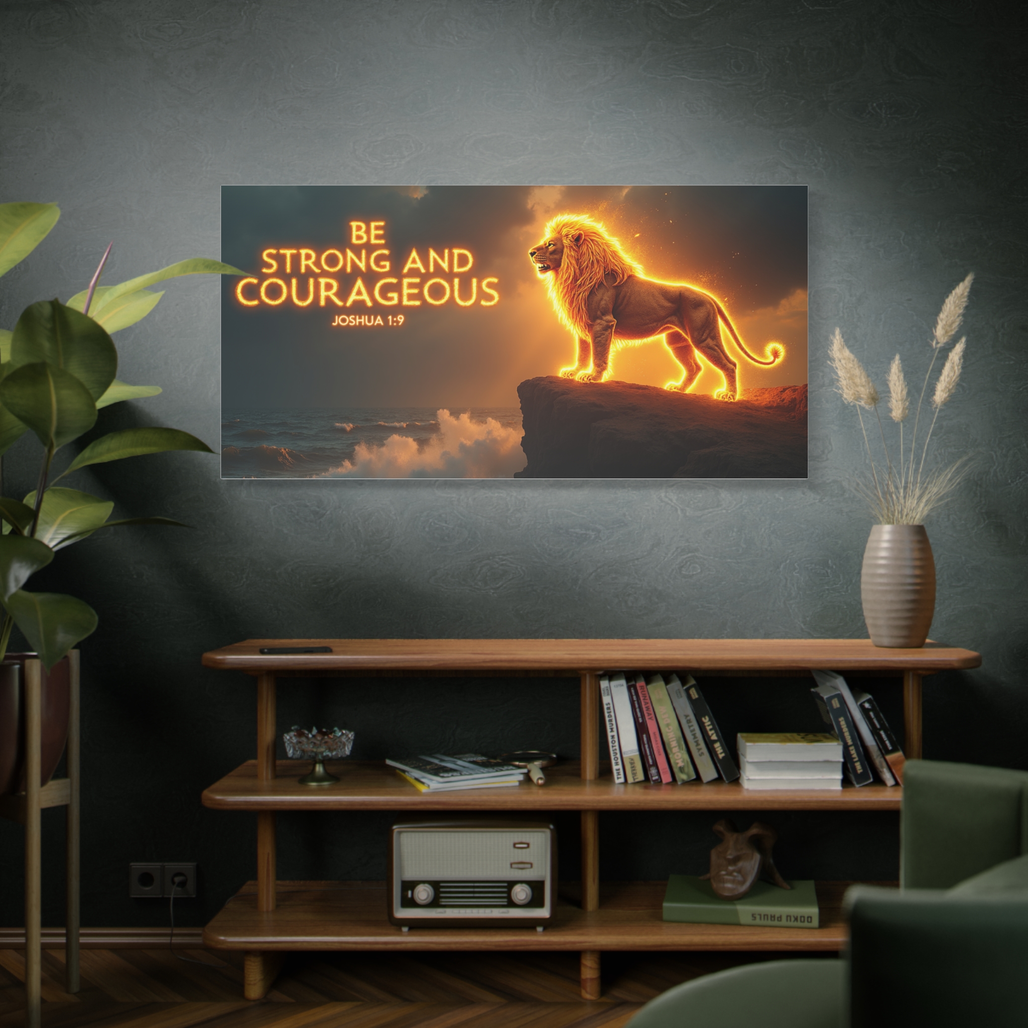 Be Strong and Courageous Lion Canvas Wall Art — Joshua 1:9 Inspirational Matte Stretched Canvas - Image 7