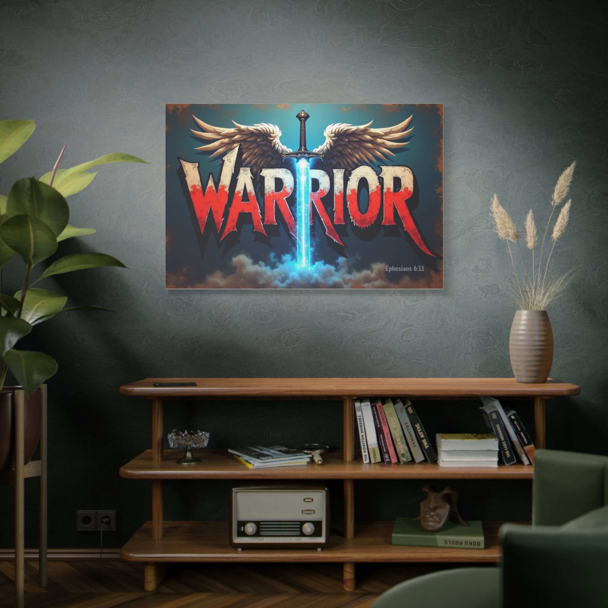 Warrior Canvas Wall Art — Inspirational Sword & Wings with Ephesians 6:11 - Image 7
