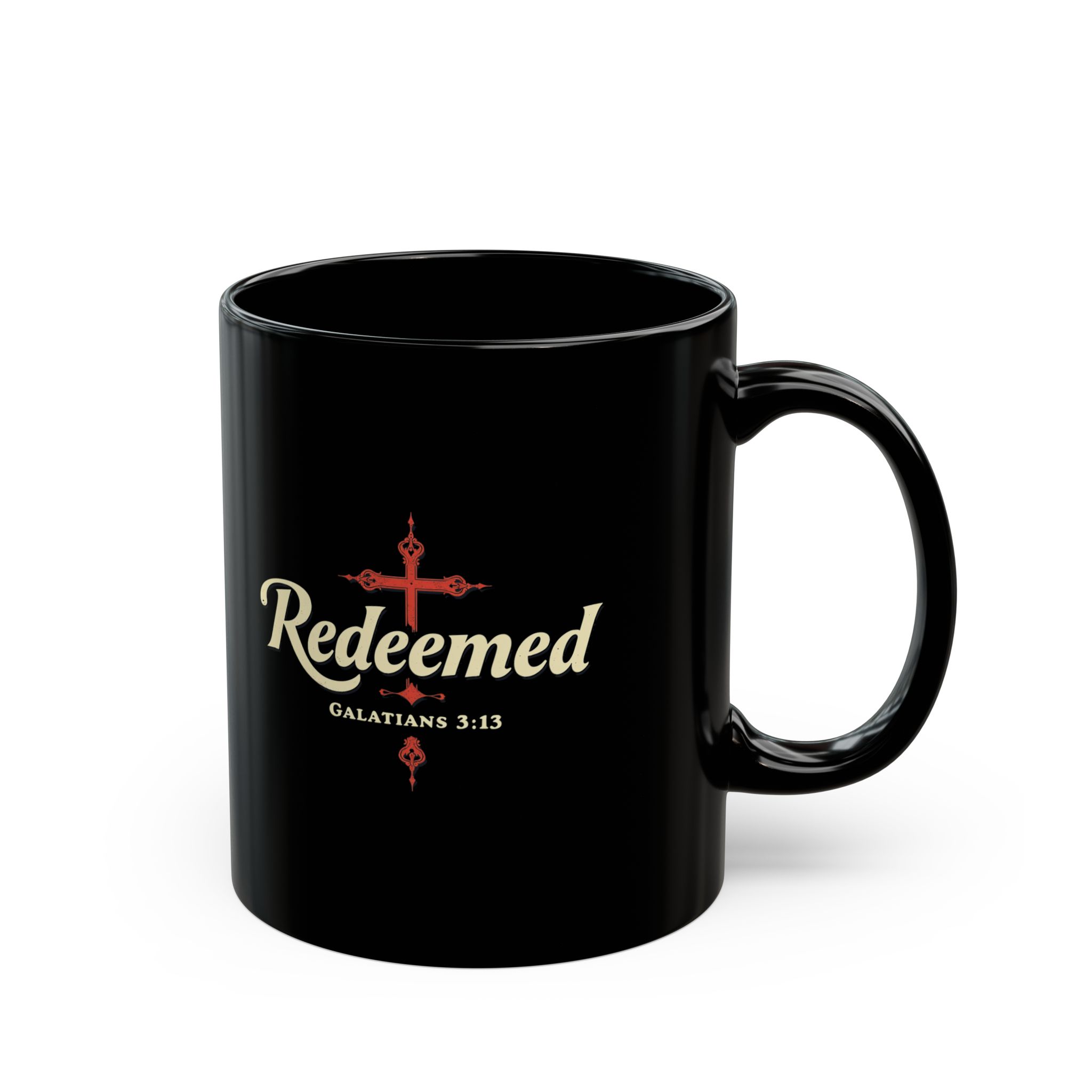 Faith-Inspired Black Mug - Redeemed Design for Coffee Lovers, Inspirational Gift, Christian Home Decor, Bible Verse, 11oz or 15oz - Image 3