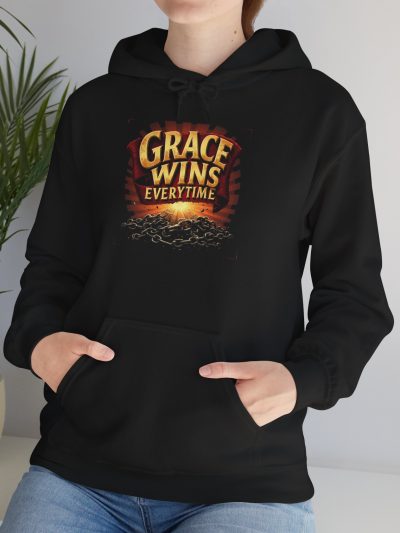 Grace Wins Unisex Hooded Sweatshirt, Inspirational Hoodie, Faith-Based Apparel, Cozy Gift for Friends, Motivational Clothing