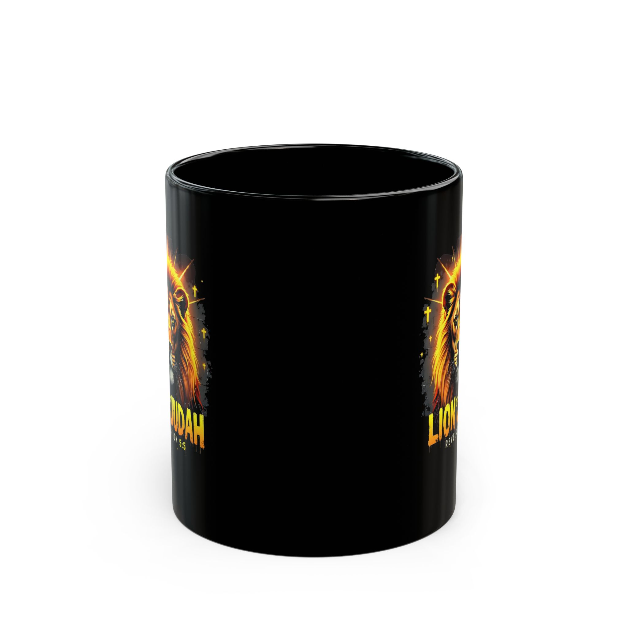 Lion of Judah Mug, Black Ceramic Coffee Cup, Revelation 5:5 Design, Christian gift - Image 2
