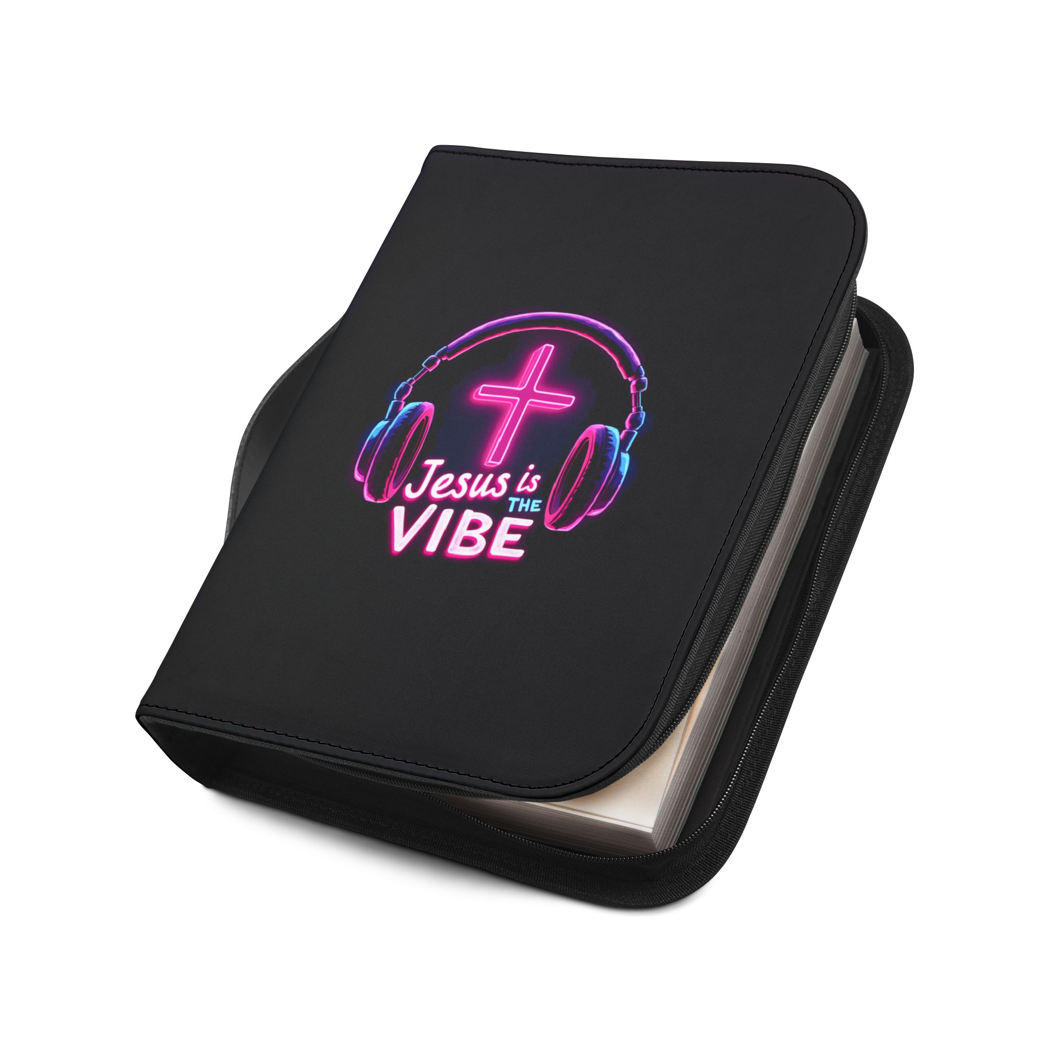Neon Cross Bible Cover - Christian Gift, Jesus is the Vibe, Religious Journal Case, Faith Accessory, Church Supplies, Inspirational Quote - Image 8