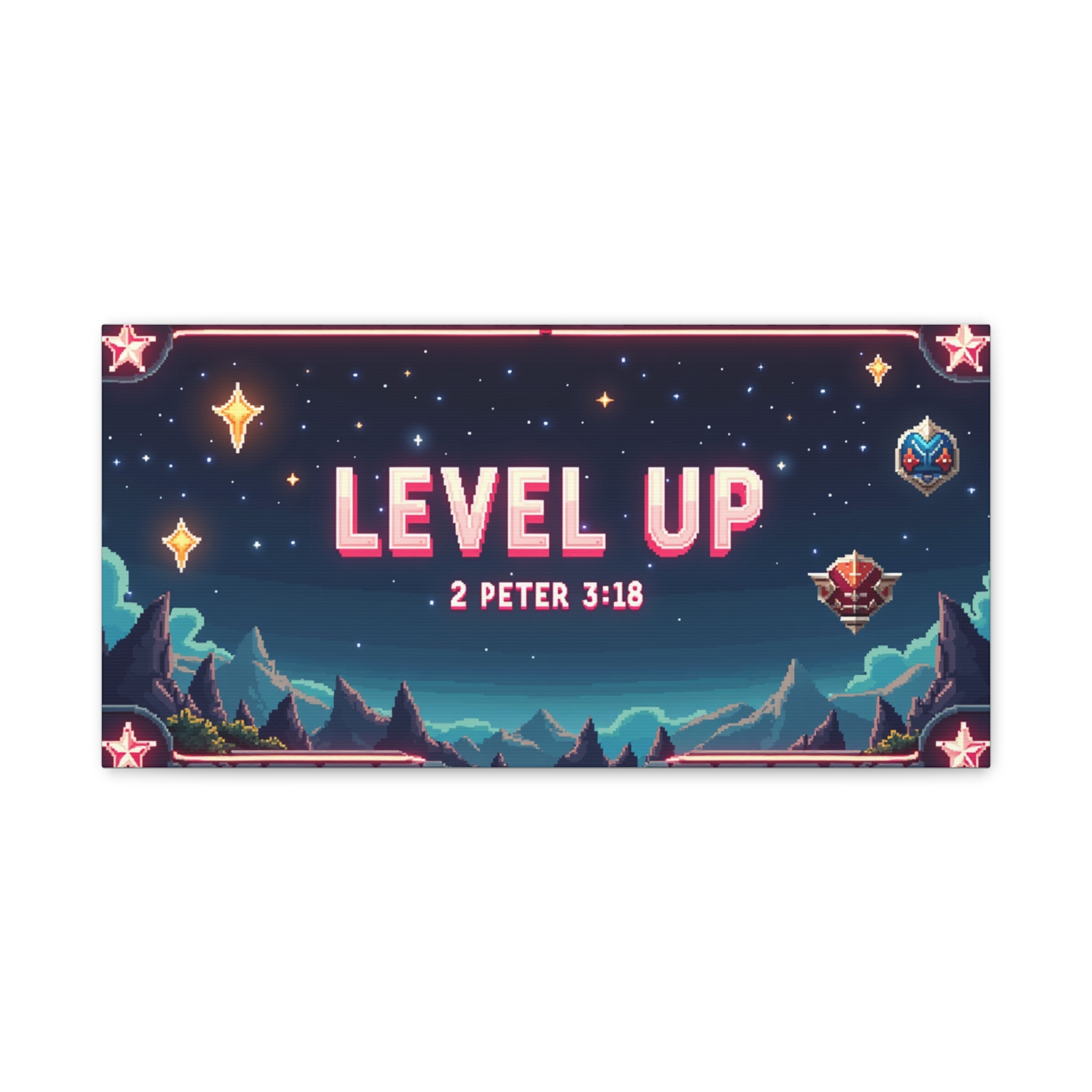Canvas Wall Art — “Level Up” 2 Peter 3:18 Inspirational Gaming‑Style Print - Image 2