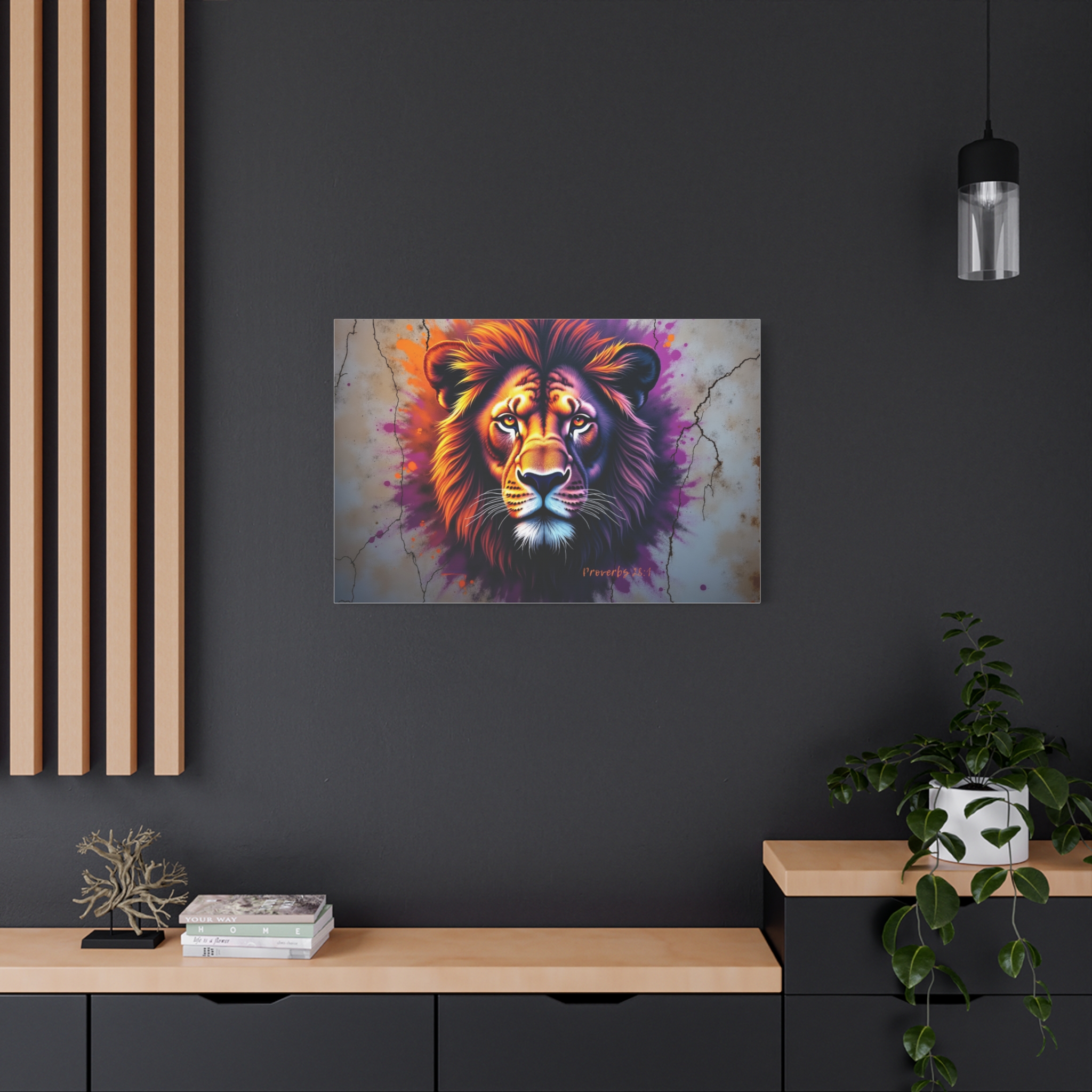 Majestic Neon Lion Matte Canvas Print — Stretched Wall Art - Image 6
