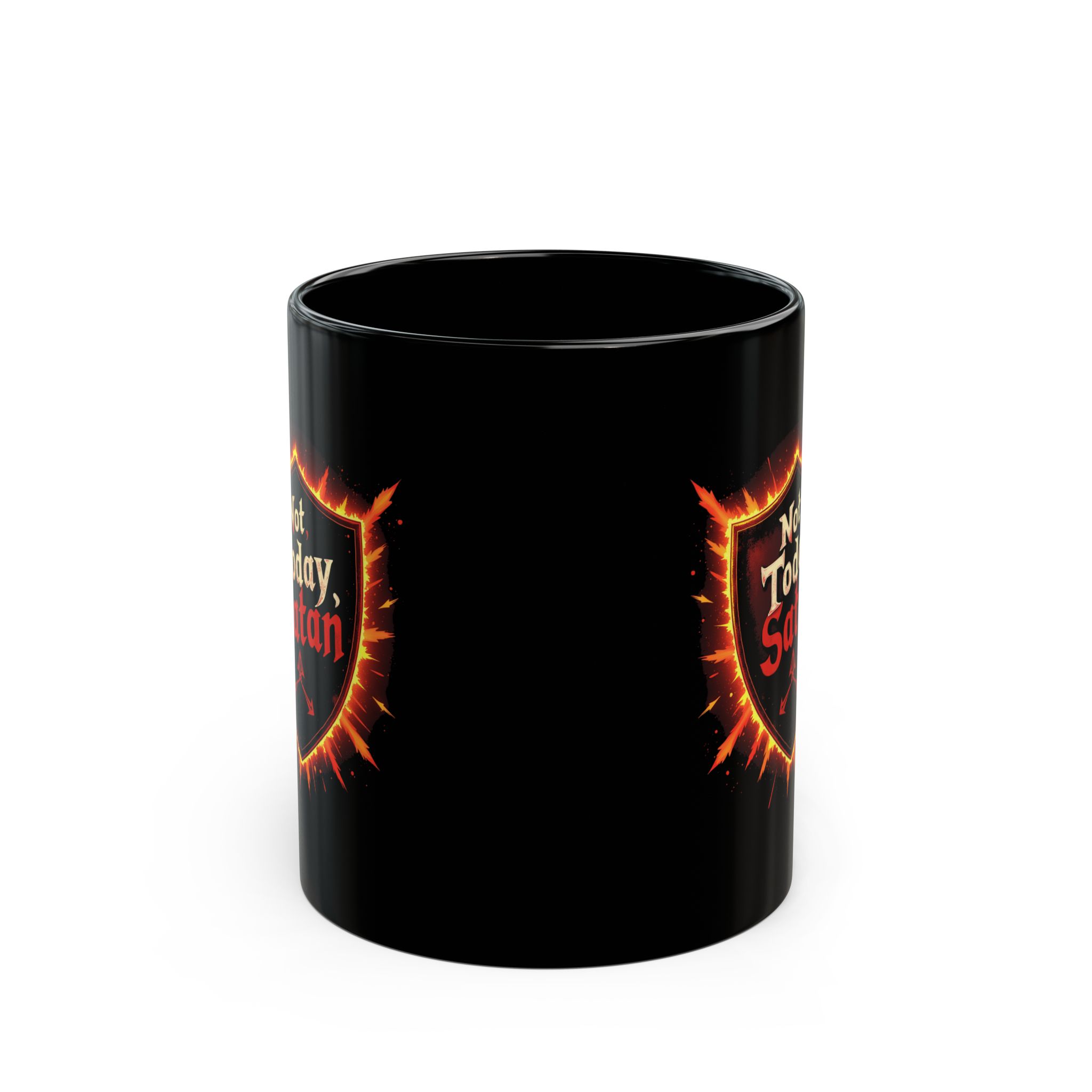 Not Today, Satan Black Mug - Funny Coffee Cup, Gift for Friends, Office Humor, Sassy Drinkware - Image 2