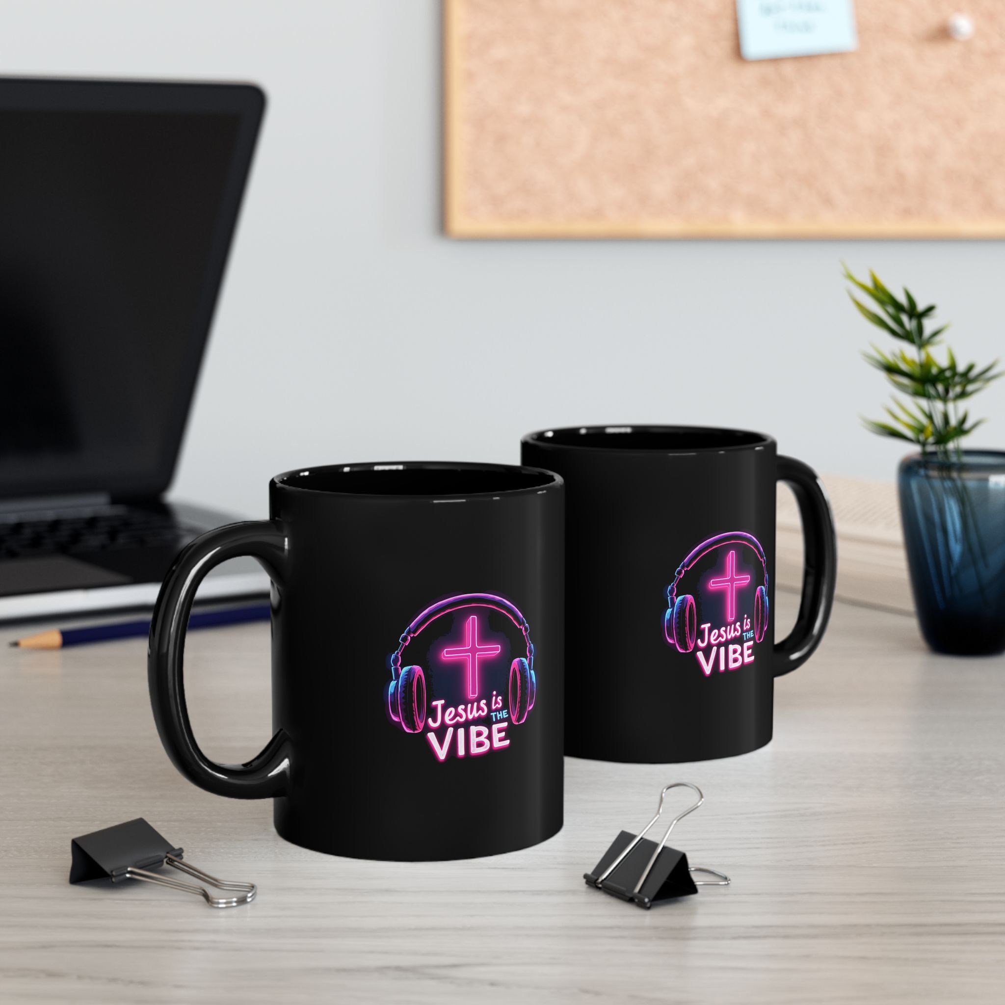 Jesus is the Vibe Mug, Christian Coffee Cup, Inspirational Gift, Prayer Mug, Black Ceramic Drinkware