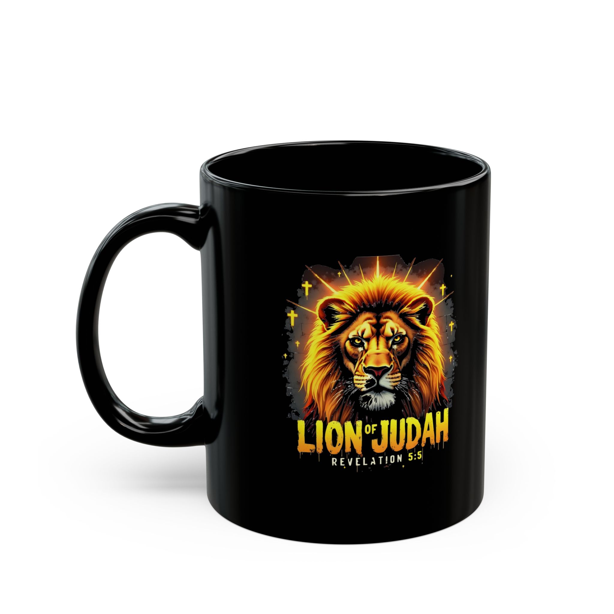 Lion of Judah Mug, Black Ceramic Coffee Cup, Revelation 5:5 Design, Christian gift - Image 4
