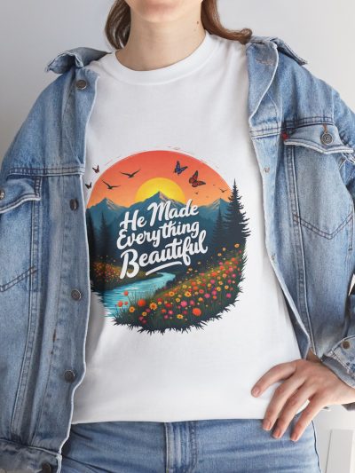Faith Inspired, Christian, He Made Everything Beautiful, Unisex Heavy Cotton Tee