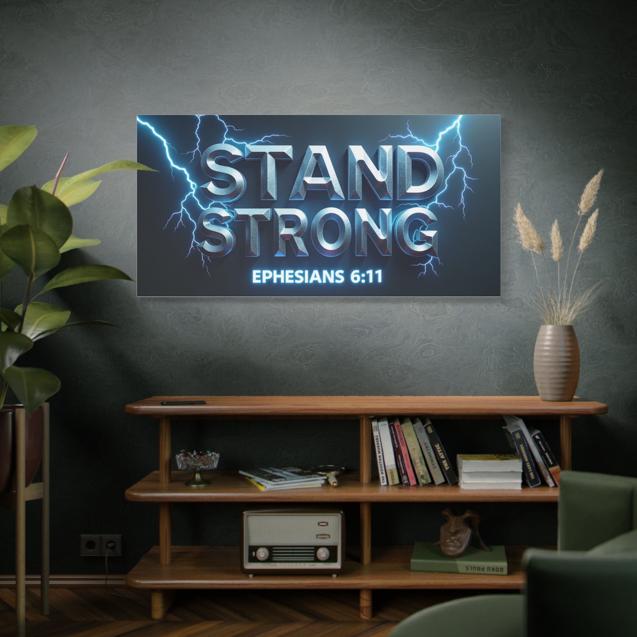 Stand Strong Canvas Wall Art — Ephesians 6:11 Lightning Faith Print - Image 7