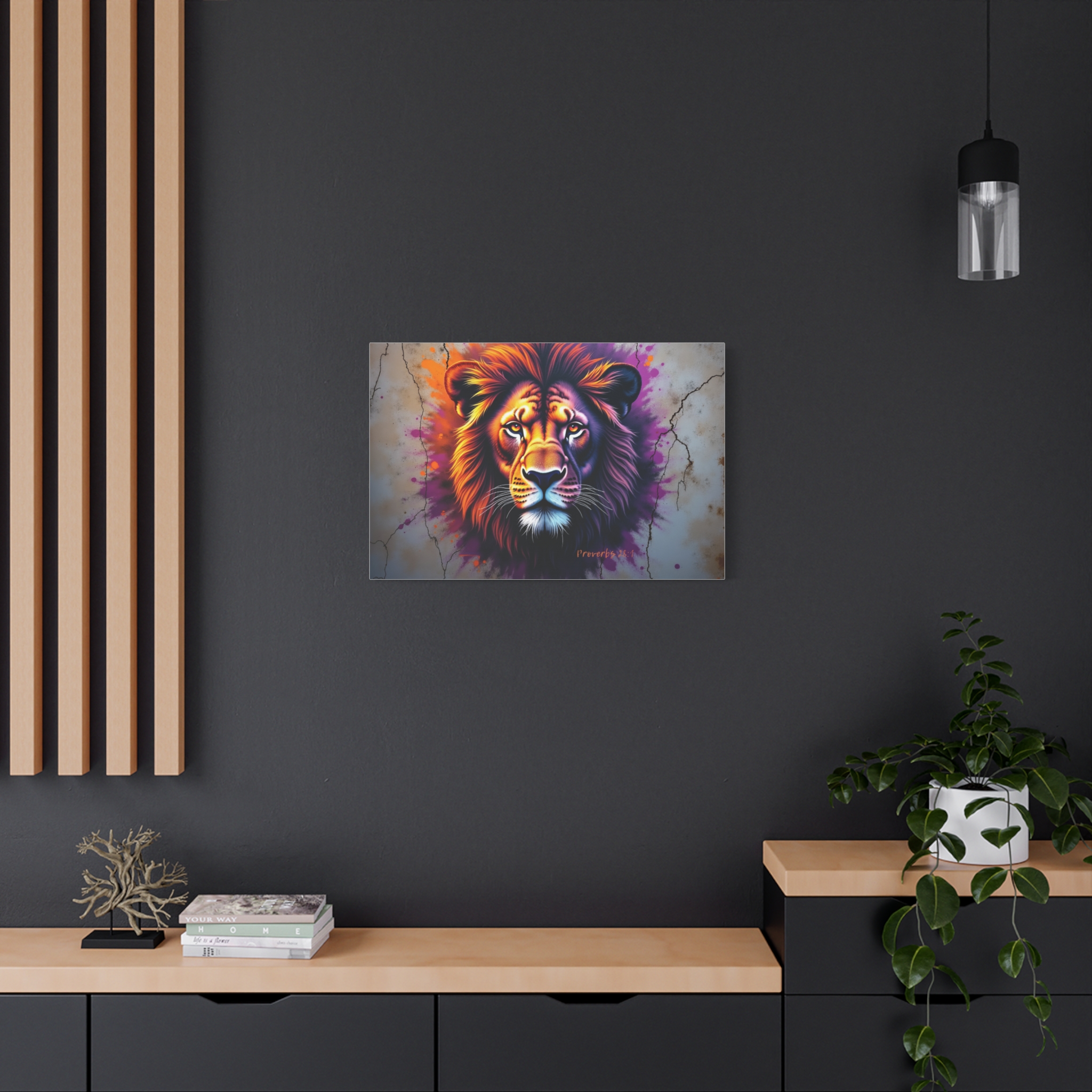 Majestic Neon Lion Matte Canvas Print — Stretched Wall Art - Image 5