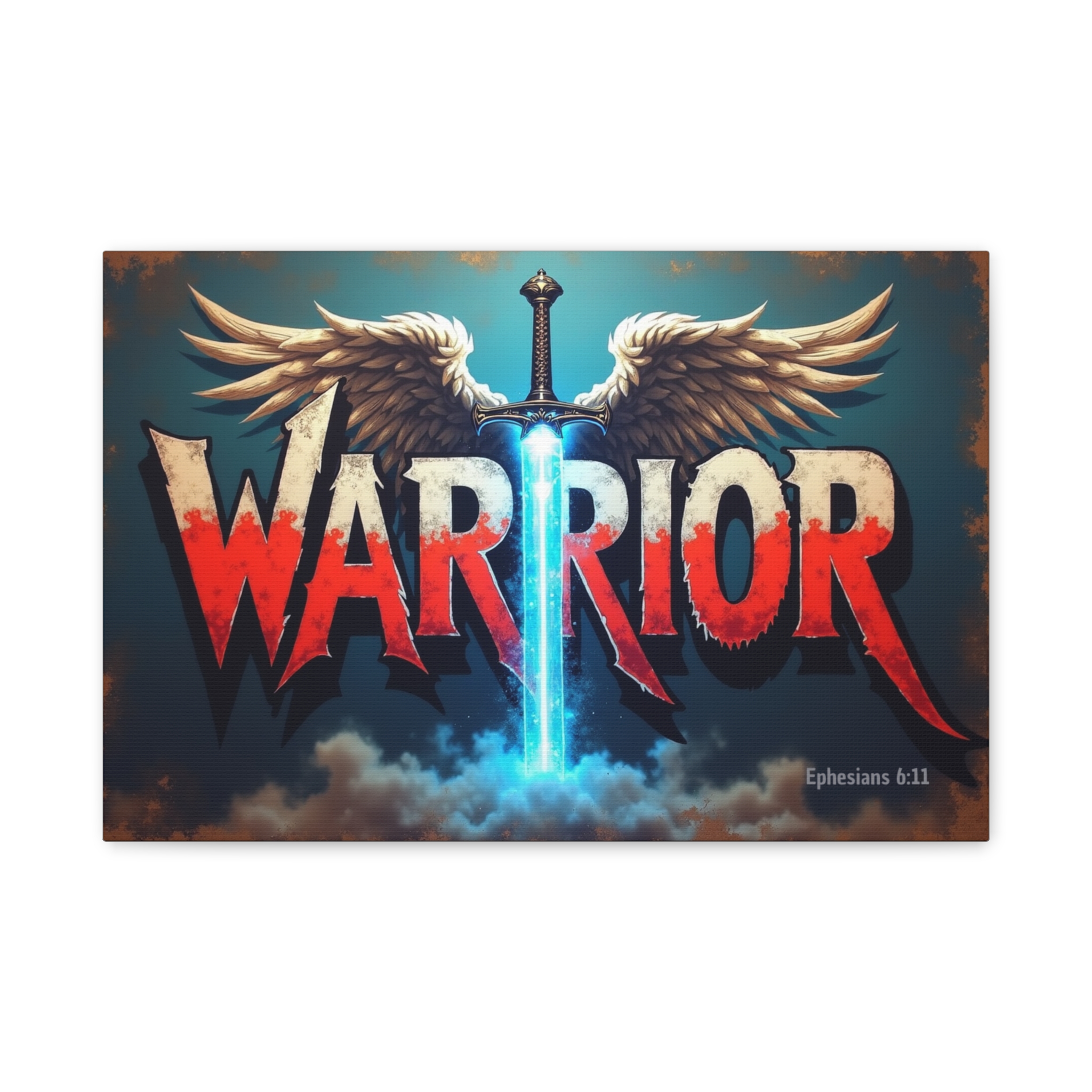 Warrior Canvas Wall Art — Inspirational Sword & Wings with Ephesians 6:11 - Image 2