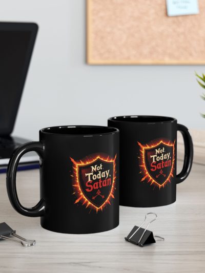 Not Today, Satan Black Mug - Funny Coffee Cup, Gift for Friends, Office Humor, Sassy Drinkware