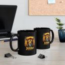 Lion of Judah Mug, Black Ceramic Coffee Cup, Revelation 5:5 Christian Faith gift