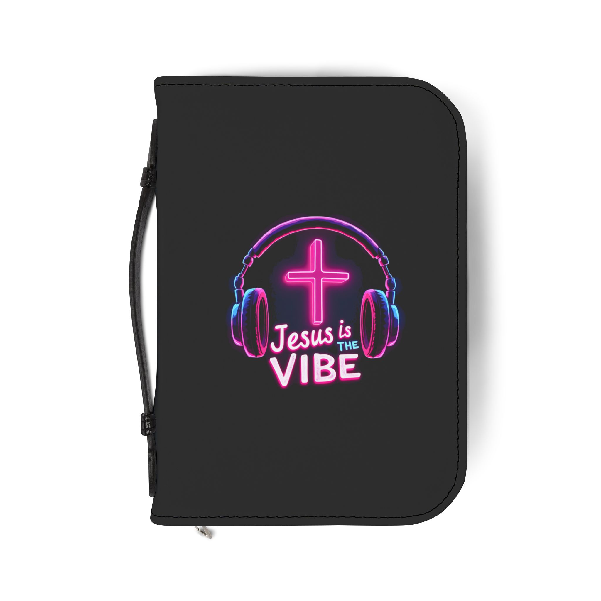 Neon Cross Bible Cover - Christian Gift, Jesus is the Vibe, Religious Journal Case, Faith Accessory, Church Supplies, Inspirational Quote - Image 2