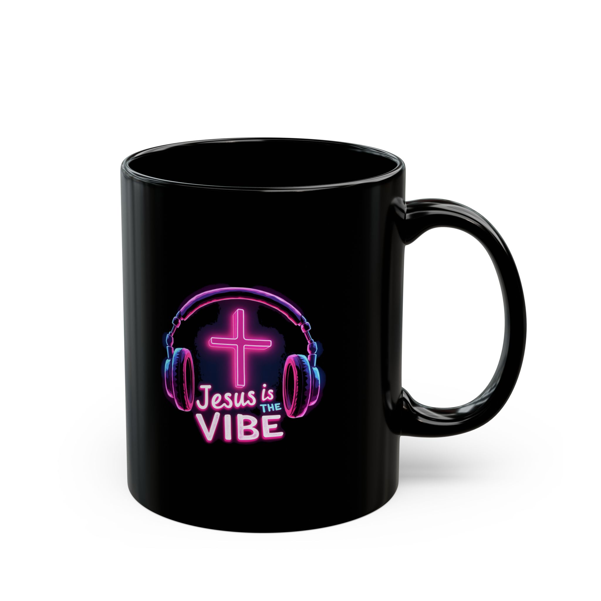 Jesus is the Vibe Mug, Christian Coffee Cup, Inspirational Gift, Prayer Mug, Black Ceramic Drinkware - Image 3