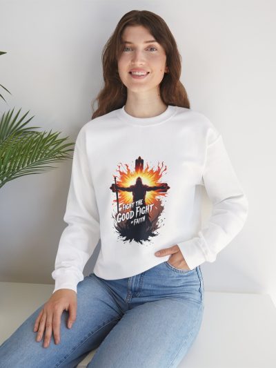 Inspirational Unisex Crewneck Sweatshirt - Fight the Good Fight, Motivational Apparel, Everyday Comfort, Gift for Believers, [...]