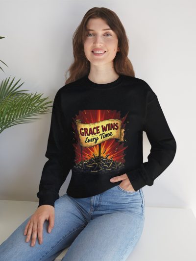 Grace Wins Crewneck Sweatshirt | Inspirational Sweatshirt, Faith-Based Apparel, Motivational Gift, Unisex Sweater, Empowering Clothing