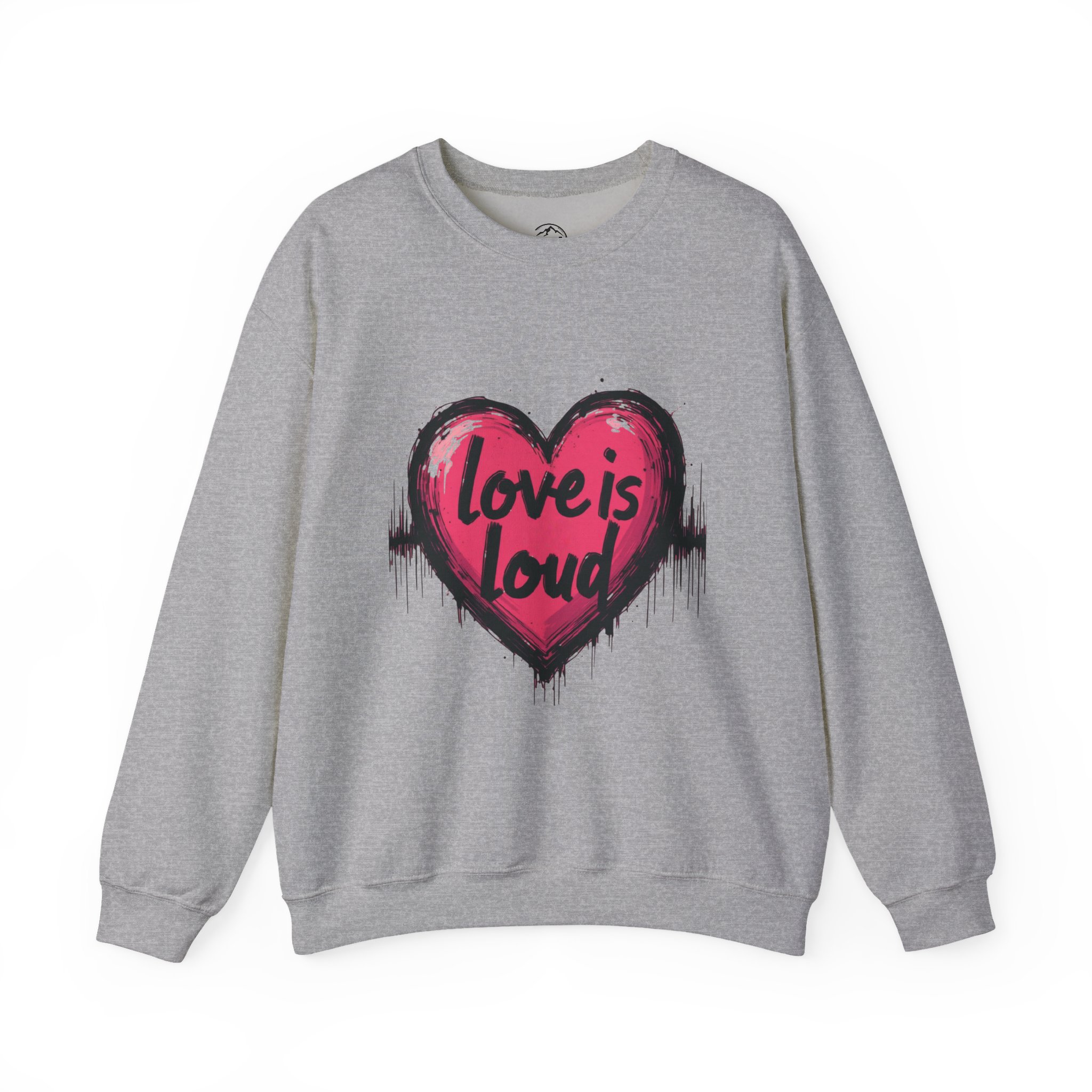 Love is Loud Heavy Blend Sweatshirt, Unisex Crewneck, Cozy Apparel, Heart Design, Valentine's Gift, Casual Wear - Image 3
