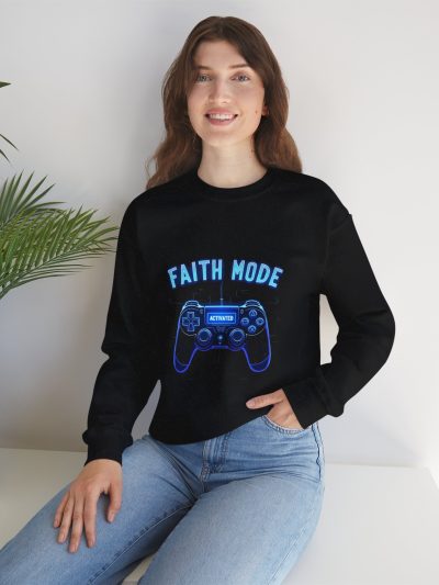Faith Mode Gamer Crewneck Sweatshirt, Unisex Sweatshirt Gift, Gaming Apparel, Video Game Clothing, Cozy Sweatshirt for Gamers