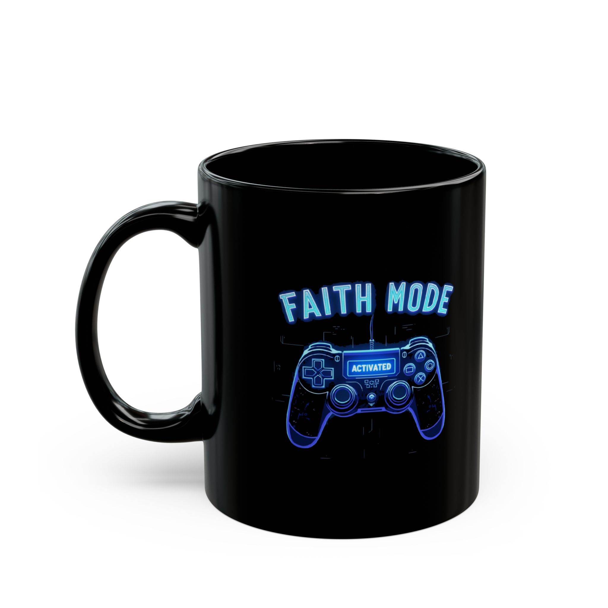 Gamer Faith Mode Mug, Video Game Gift, 11oz 15oz Black Coffee Cup, Motivational Drinkware, Gamer Accessories - Image 4
