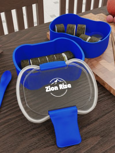 Zion Rise Mountain Logo Two-tier Bento Box | Blue Lunch Container