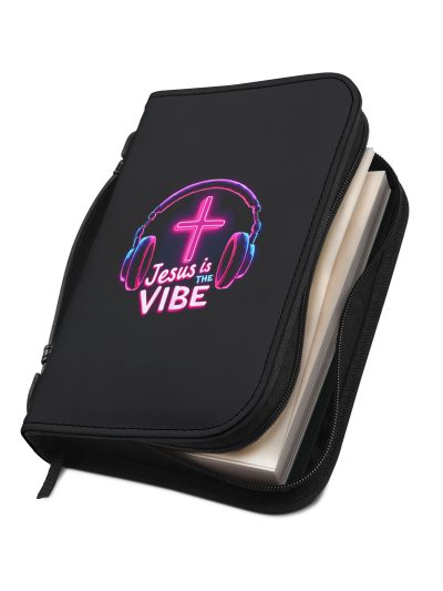 Neon Cross Bible Cover - Christian Gift, Jesus is the Vibe, Religious Journal Case, Faith Accessory, Church Supplies, Inspirational Quote
