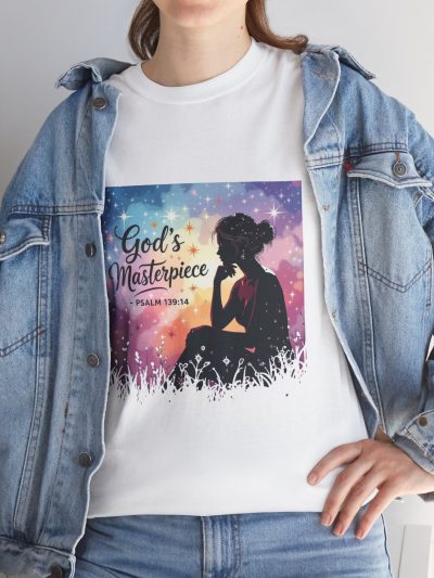 God's Masterpiece silhouette design Tee | Christian faith typography, inspirational scripture