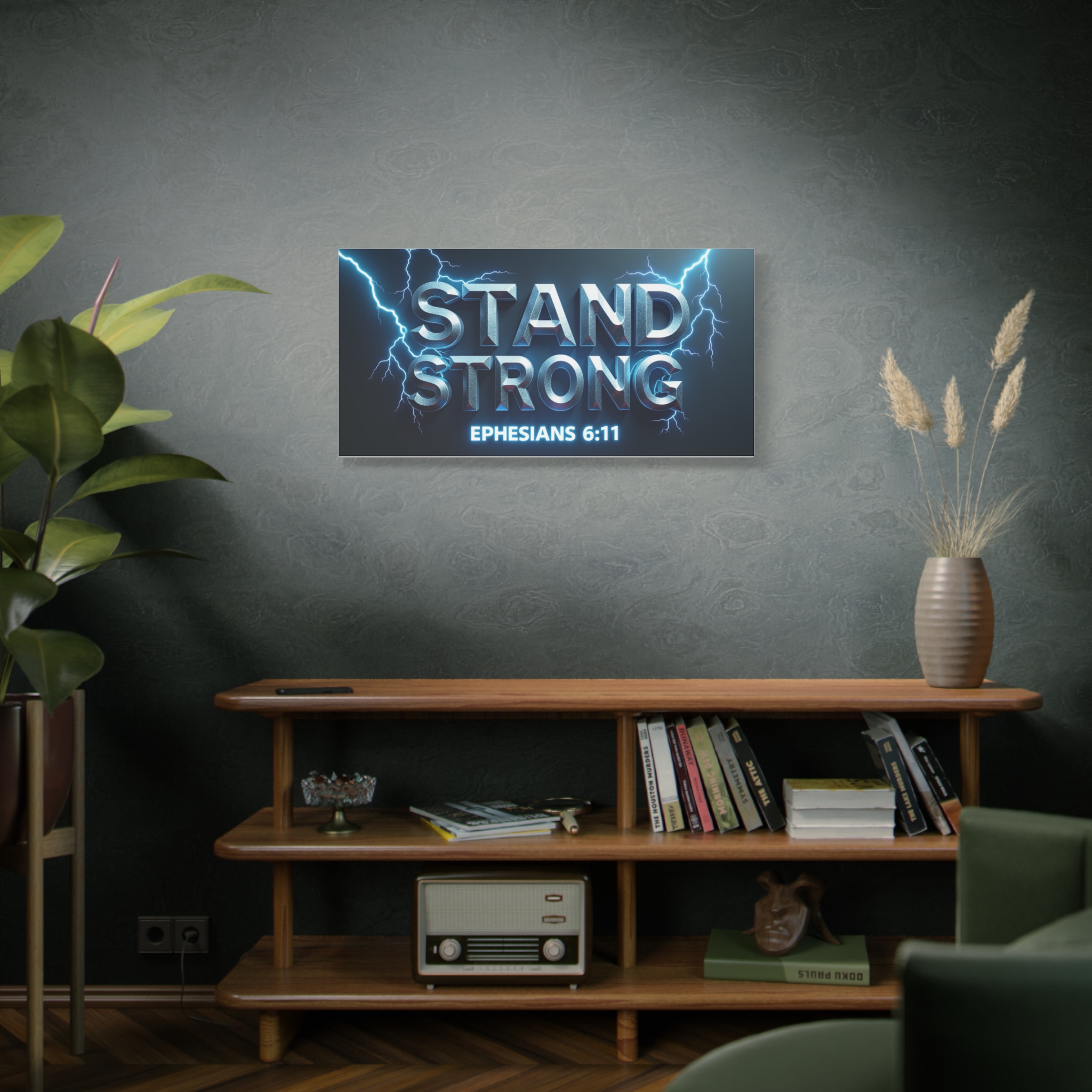 Stand Strong Canvas Wall Art — Ephesians 6:11 Lightning Faith Print - Image 5